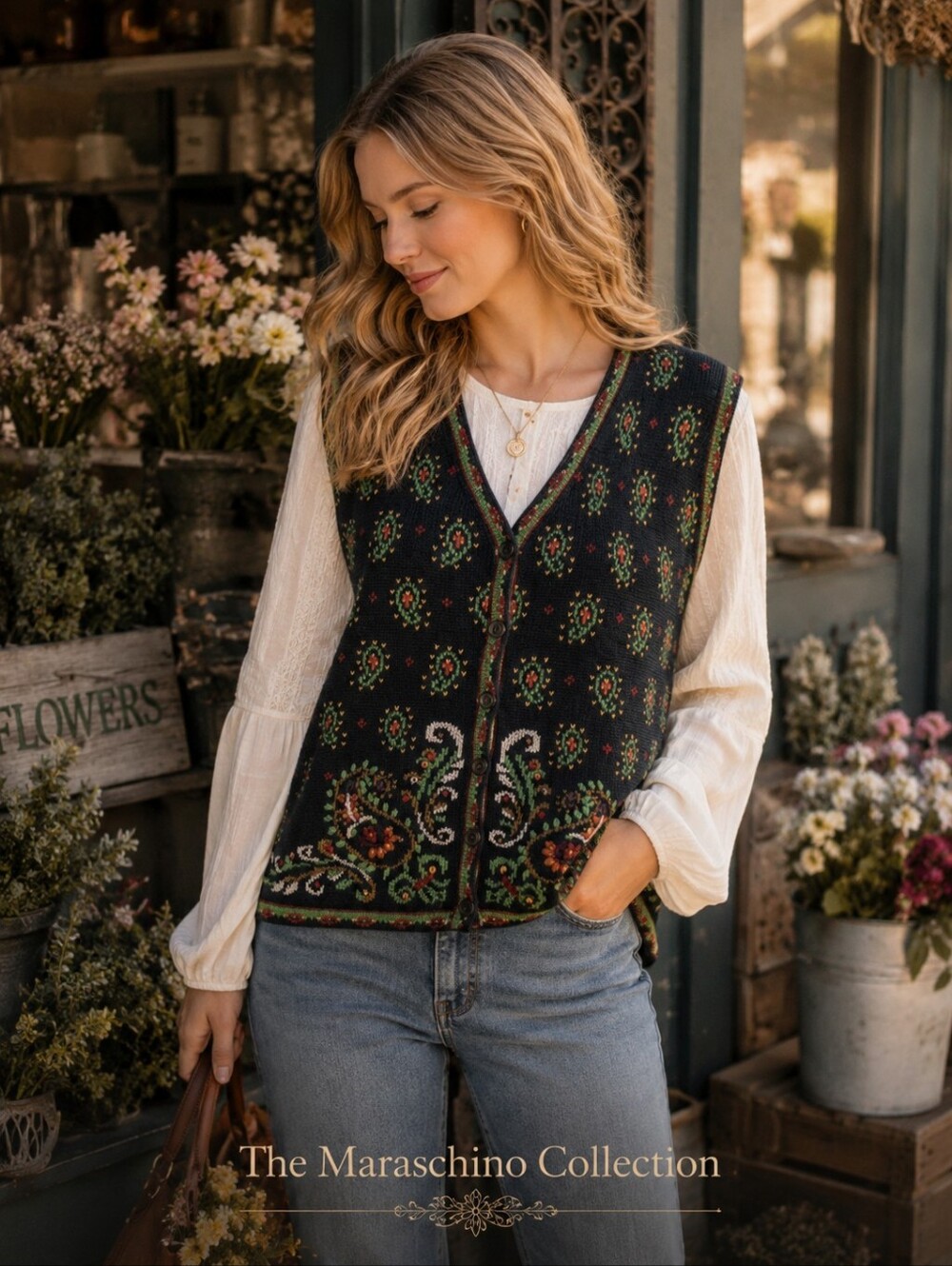 Vintage Y2K Bobbie Brooks Embroidered Sweater Vest | Plus 26/28
